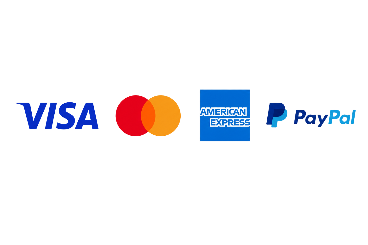 Cartes acceptées : Visa, Mastercard, American Express, PayPal